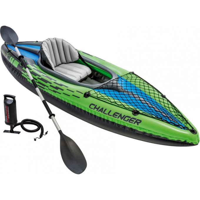 Байдарка INTEX Challenger K1 68305 — одноместная, до 100 кг, весла и насос